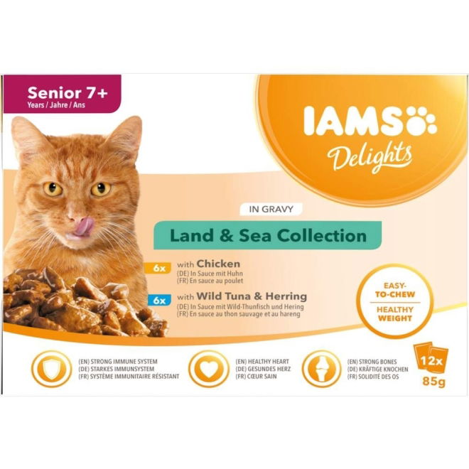 Iams Delights Senior Gravy Multipack Land & Sea Collection 12x85 g