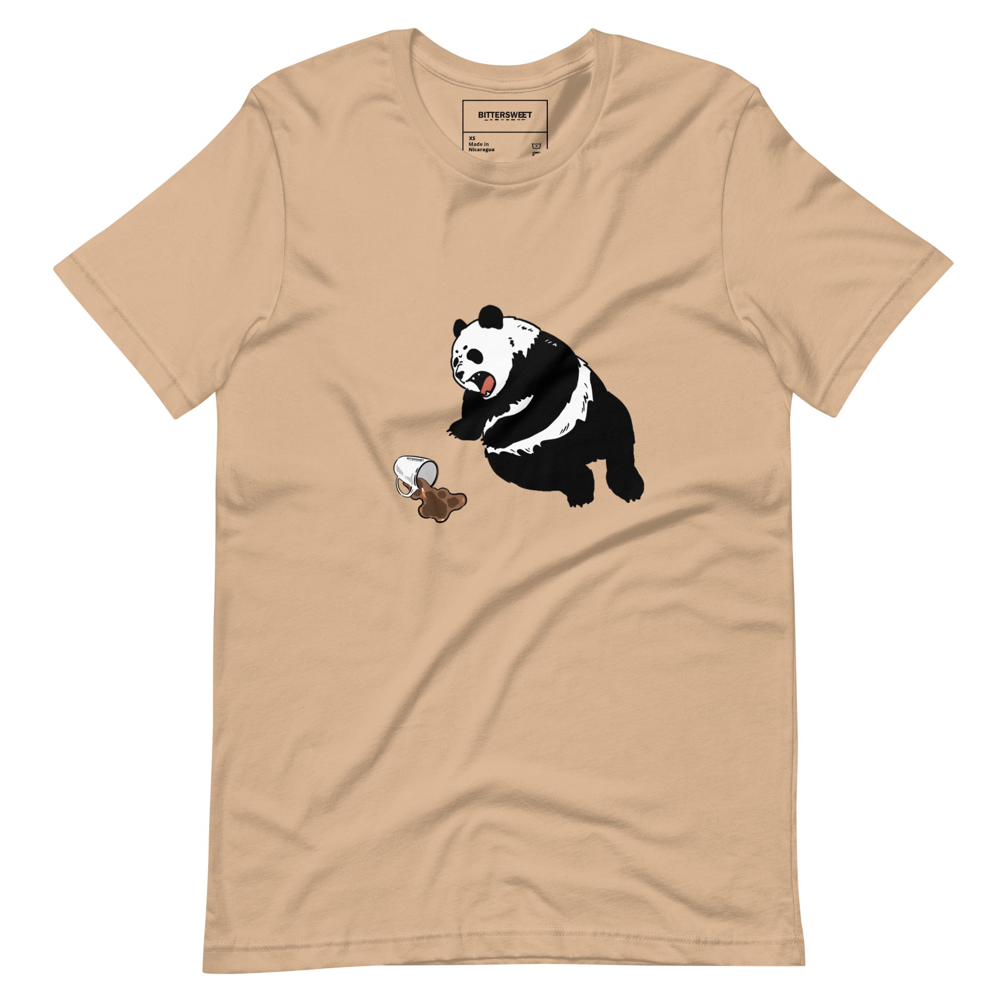 Coffee wake me up panda funny graphic tees