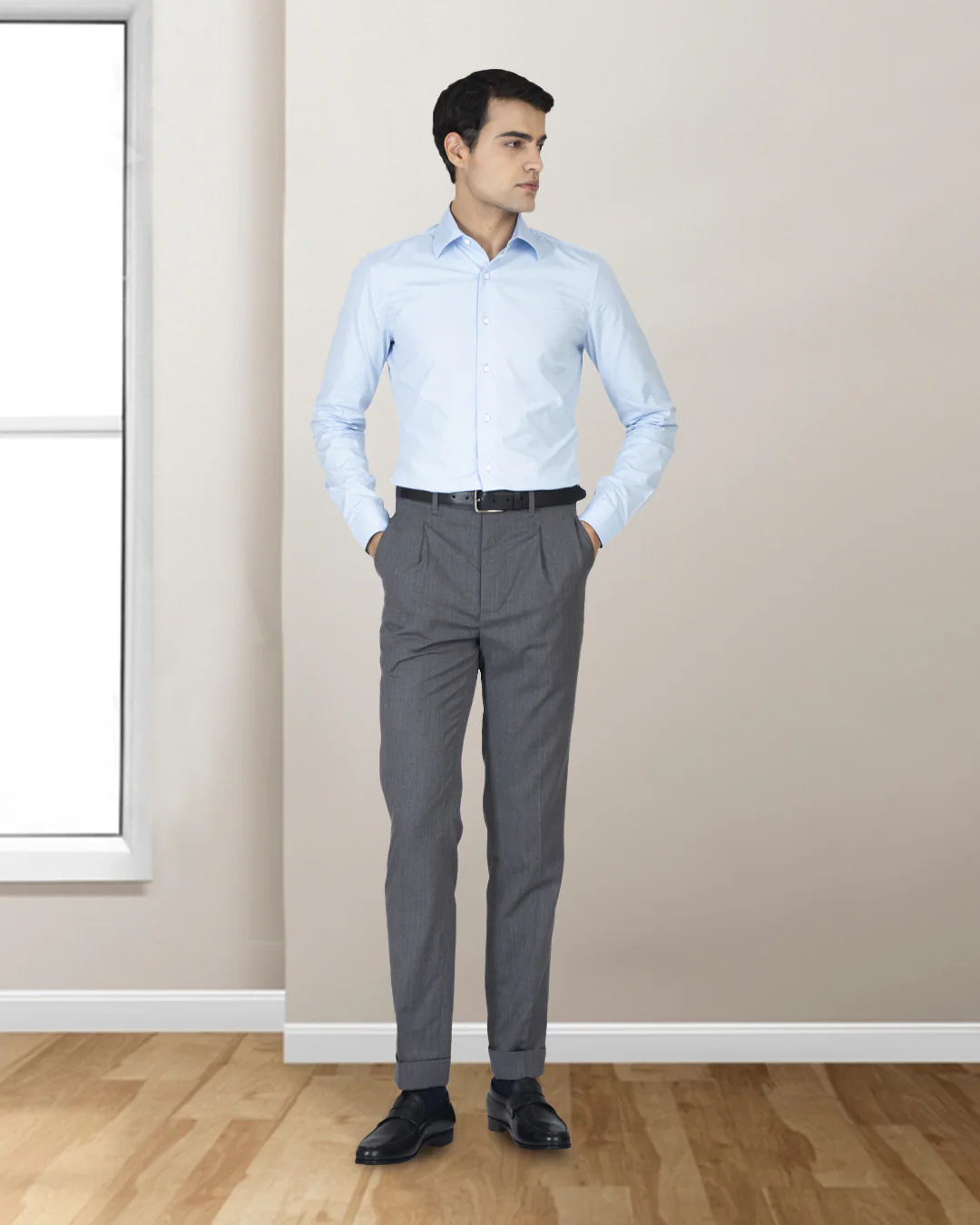 Wool Pants: Plain Mid Grey