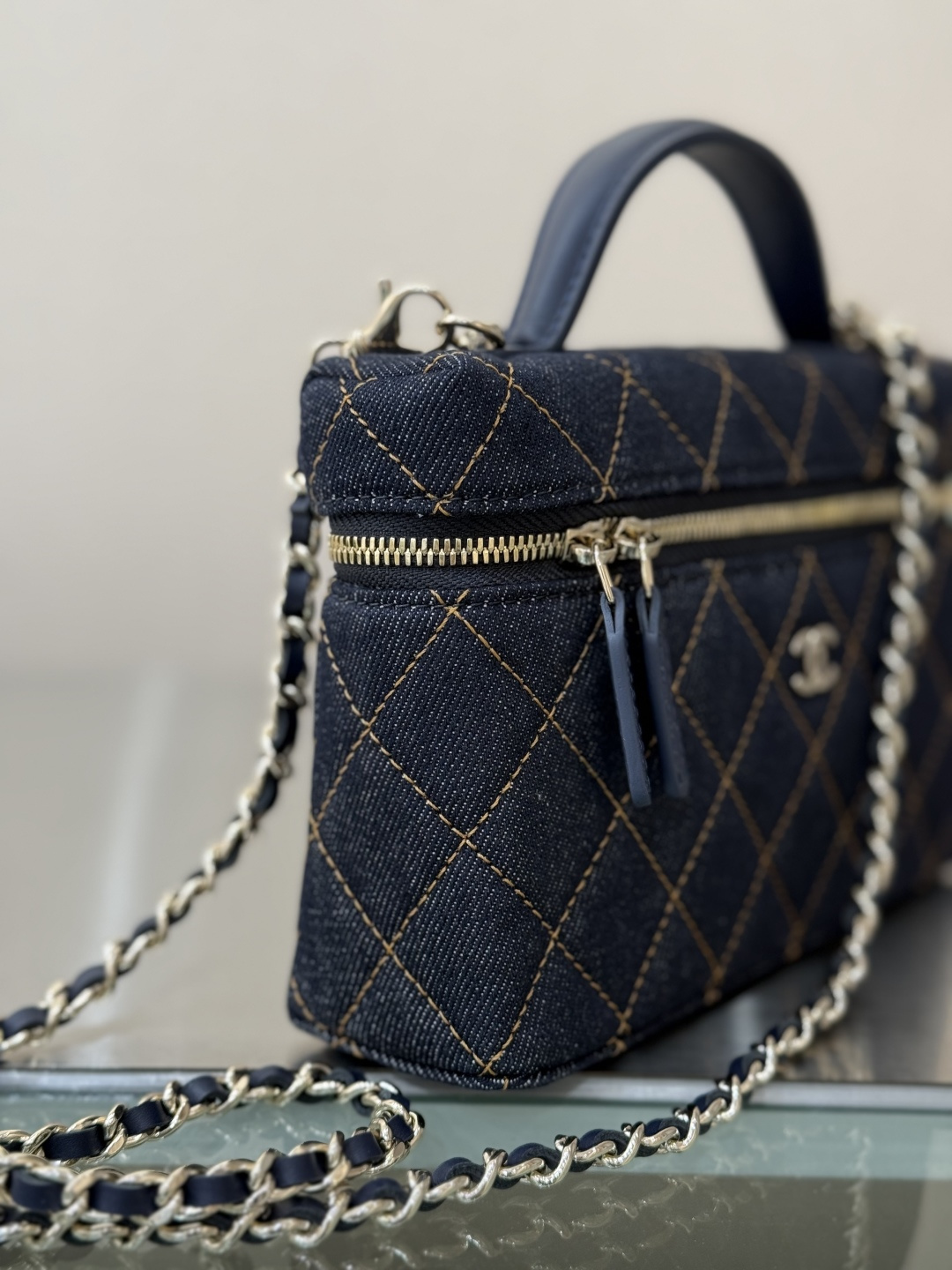 Small Vanity Case in Denim - Mocuir