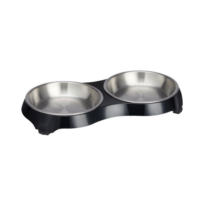 Basic 4-Paw double diner matskål sort S