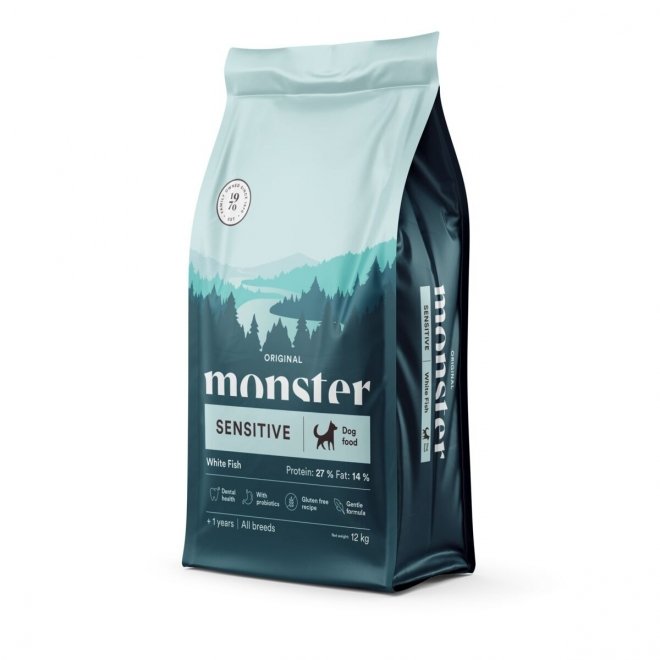 Monster Dog Sensitive All Breed Hvit Fisk