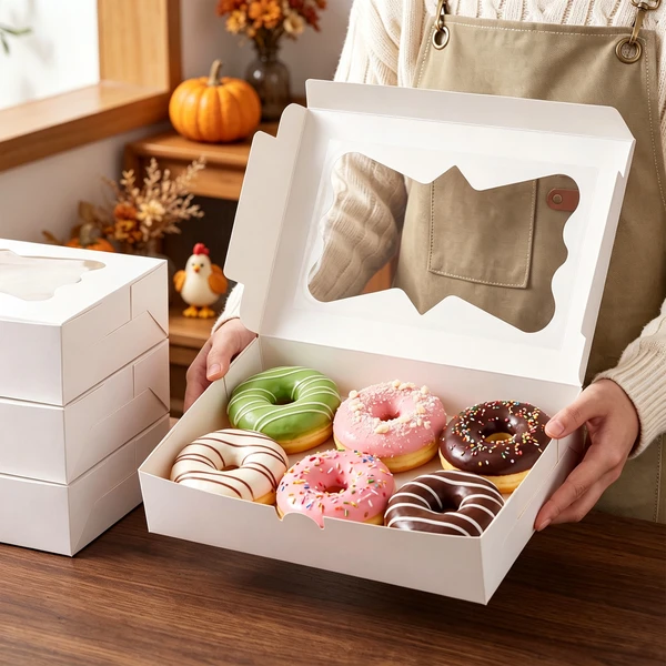 White Bakery Boxes with Window 48 Pack 12x8x2.5