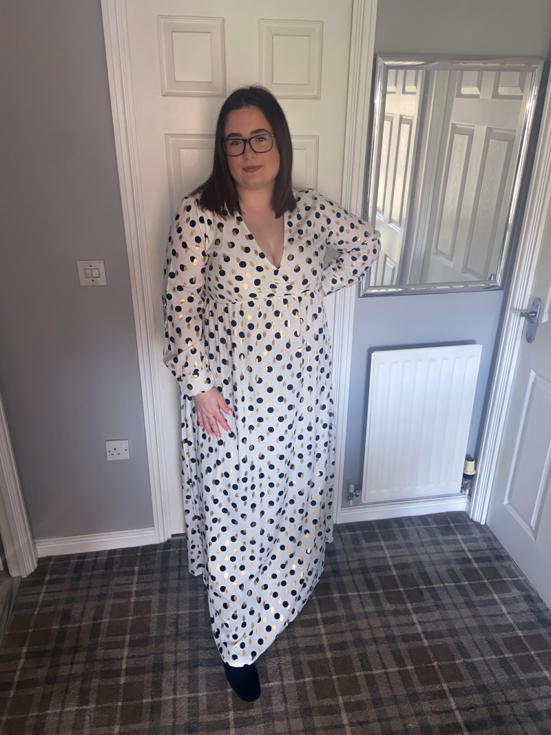 Hot Stamping Polka Dot Belted Dress