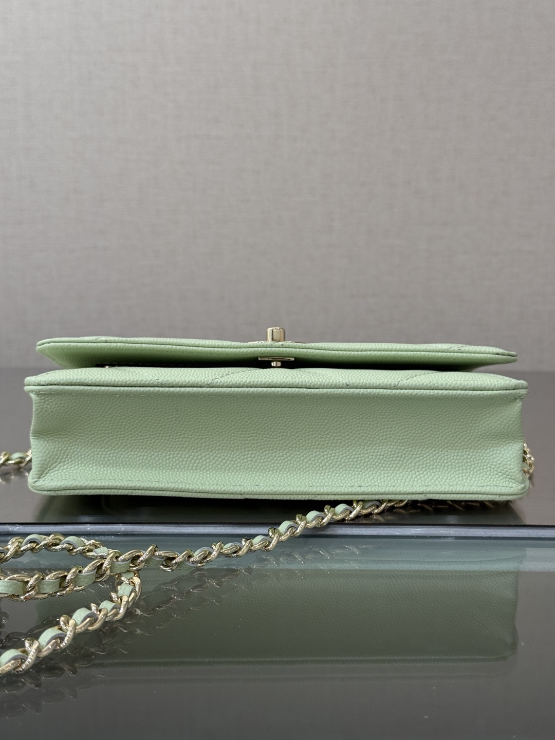 Classic Wallet On Chain with Top Handle（Light Teal） - Mocuir