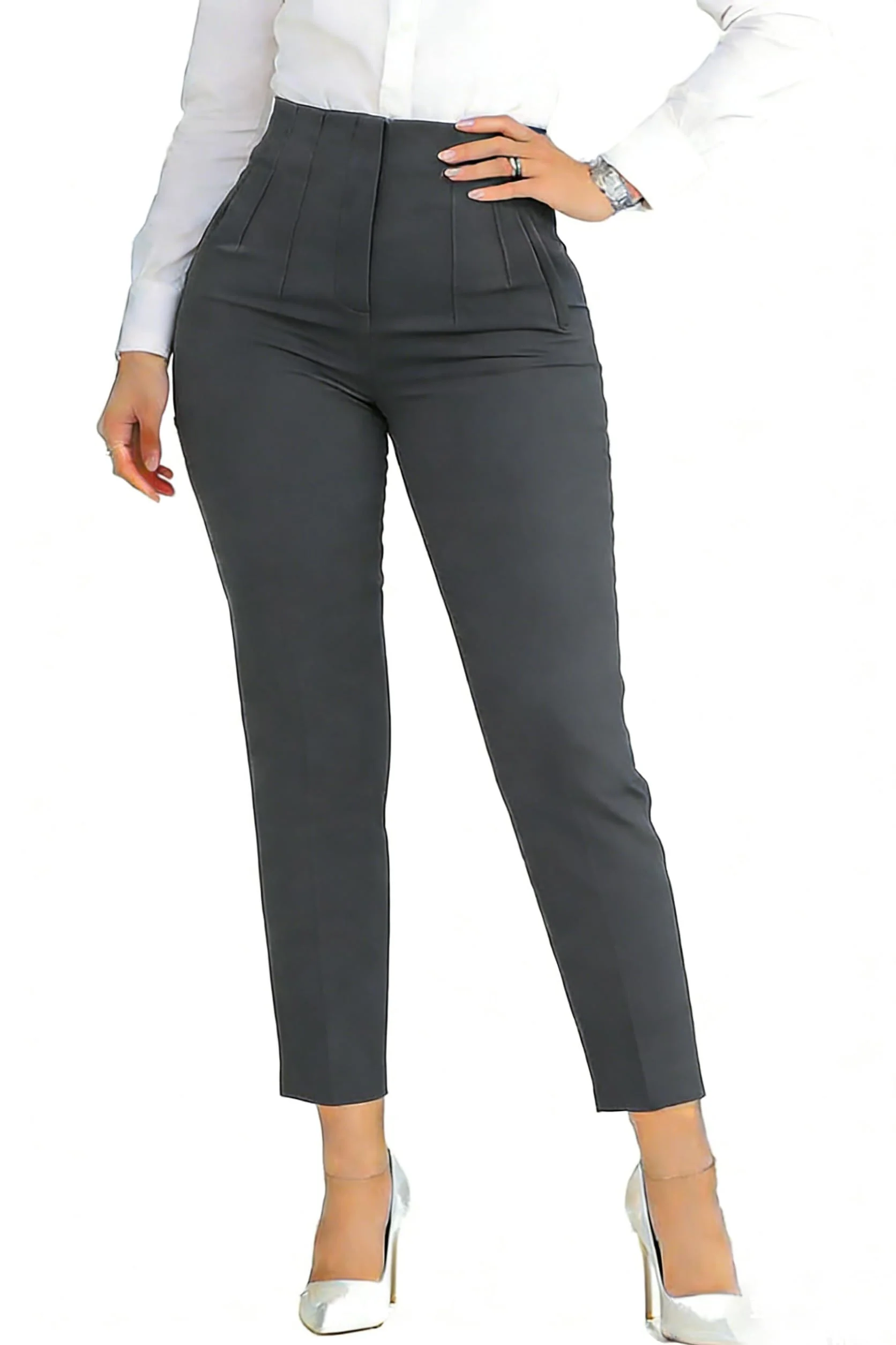 Womens High Waisted Pants 2026 Trendy Pleated Straight Leg Dress Pant Business Work Casual Trousers with Pockets