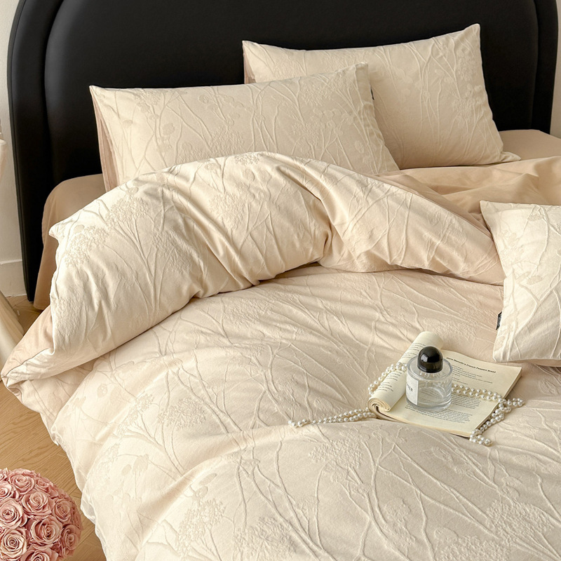 Long-staple cotton 60 thick woven cotton Jacquard four-piece cotton barrier-free high-grade quilt cover bedding