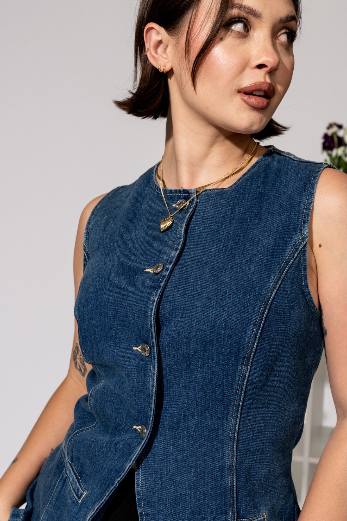 ‌Urban Long Denim Vest