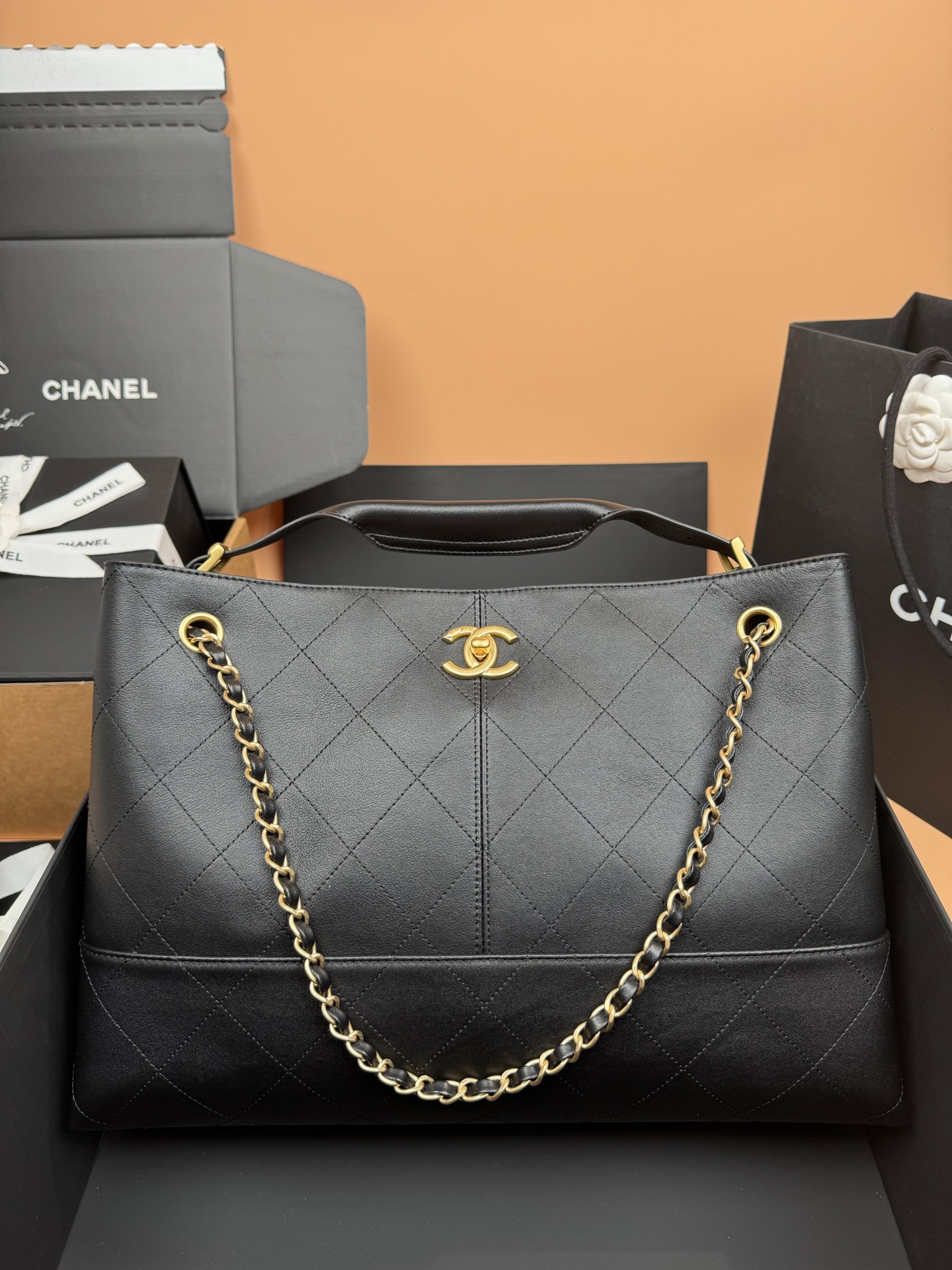 19 Large Tote Bag（Black horizontal style） - Mocuir