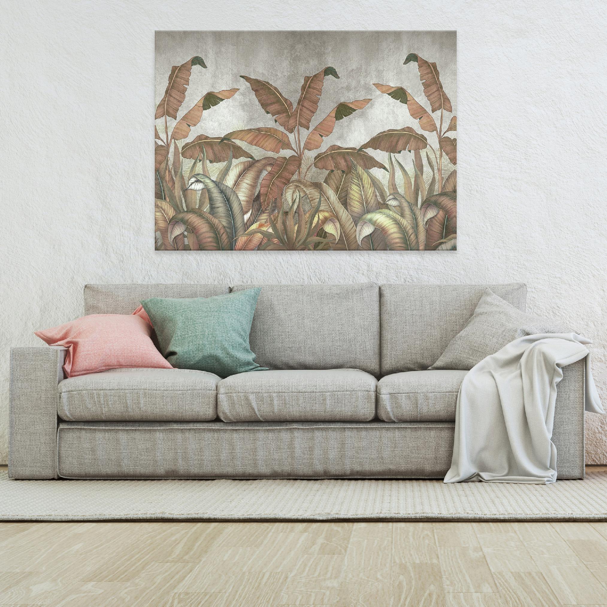 Canvas painting of banana leaves, large, 60x40