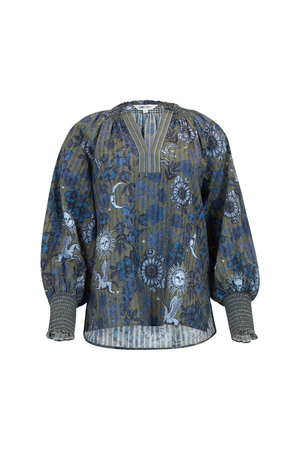 Ruffle V Contrast Blouse‌