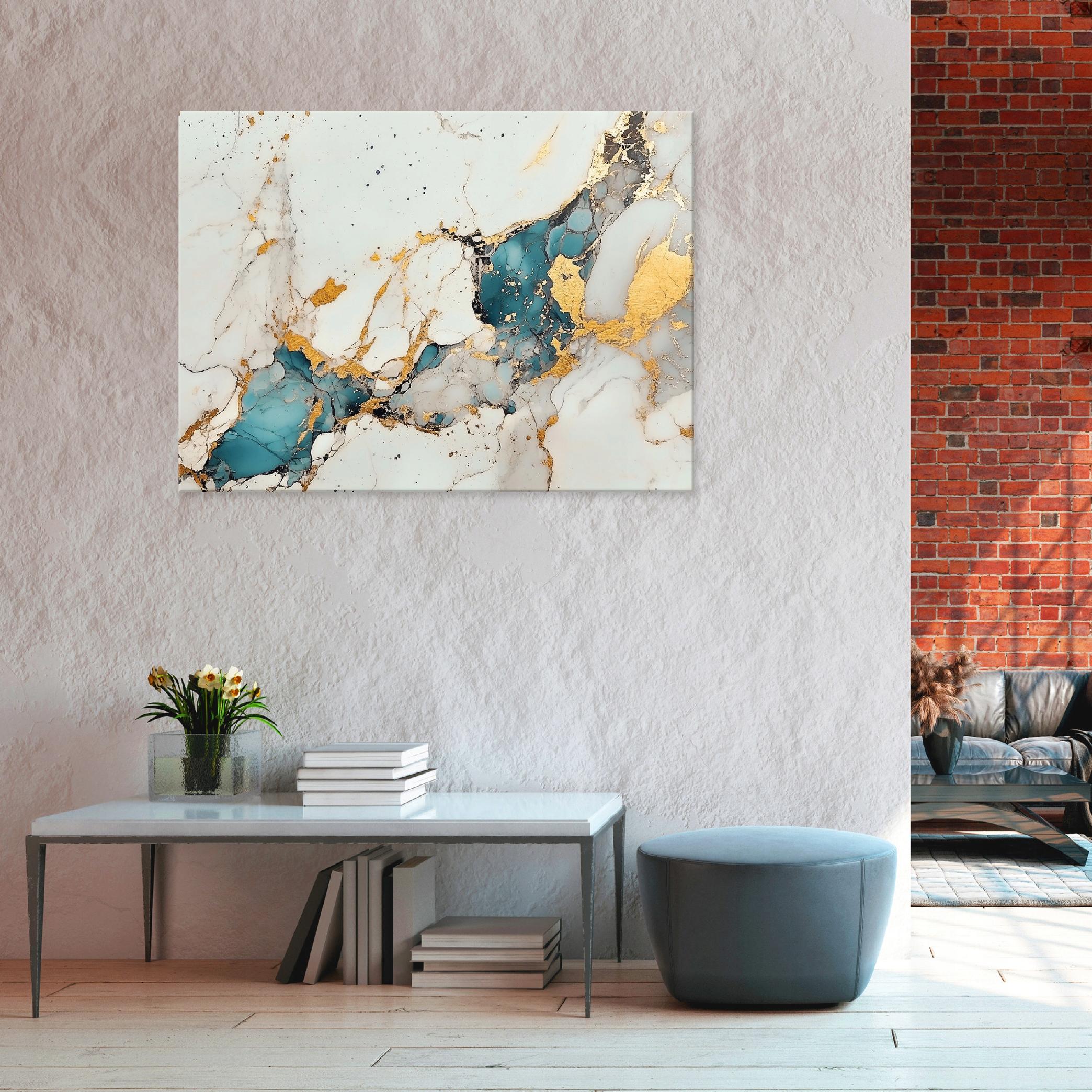 Abstract painting, gray marble and gold, for the bedroom or living room, on canvas, 40x30