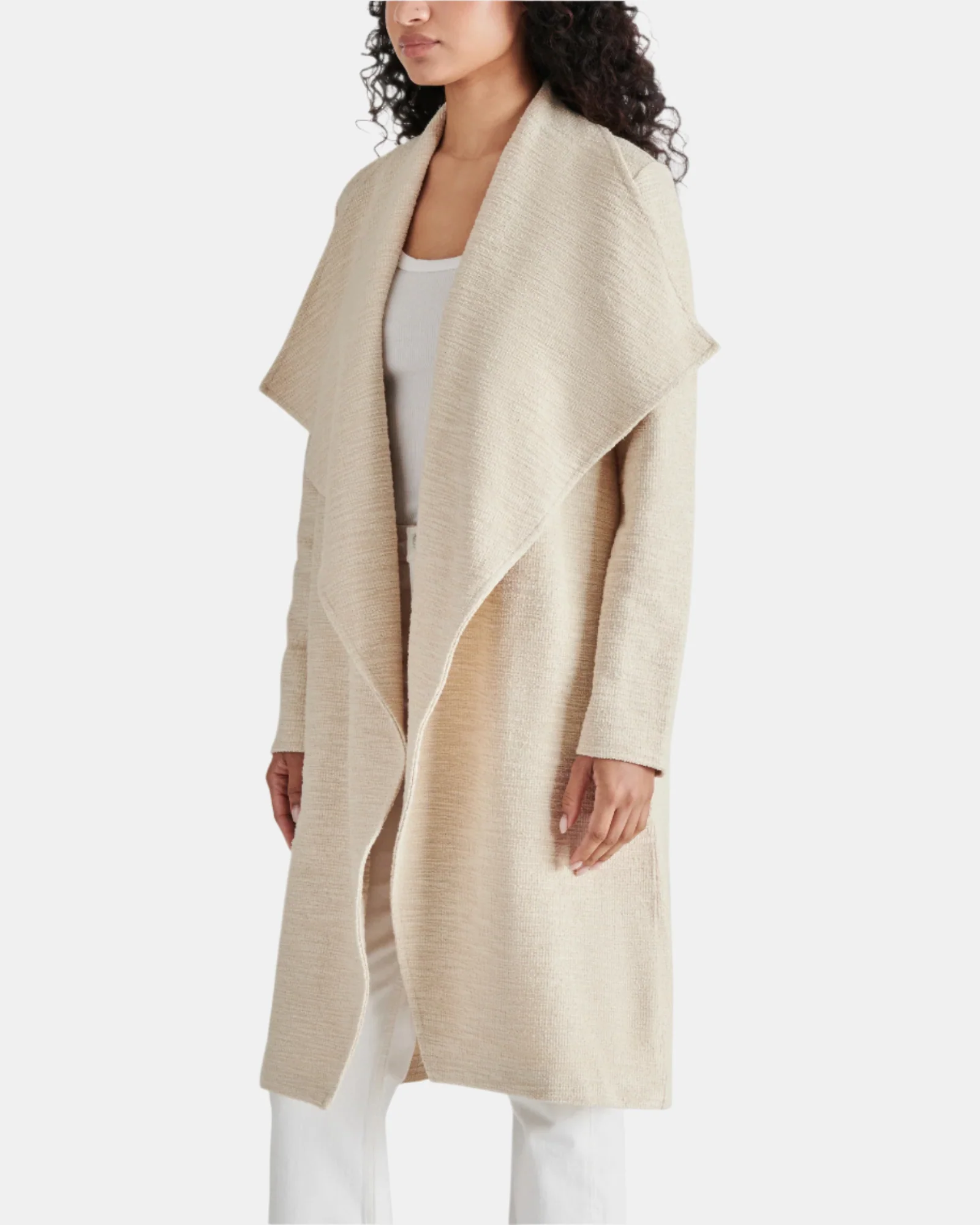 DRAPE FRONT SLUB KNIT JACKET IVORY