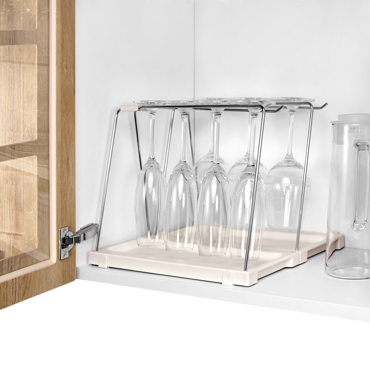 Držák sklenic na víno s odkapávačem FlexiSPACE 330 x 148 mm
