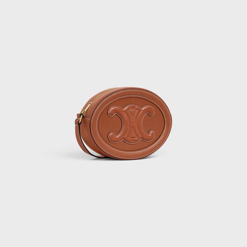 CROSSBODY OVAL PURSE CUIR TRIOMPHE IN SMOOTH CALFSKIN TAN