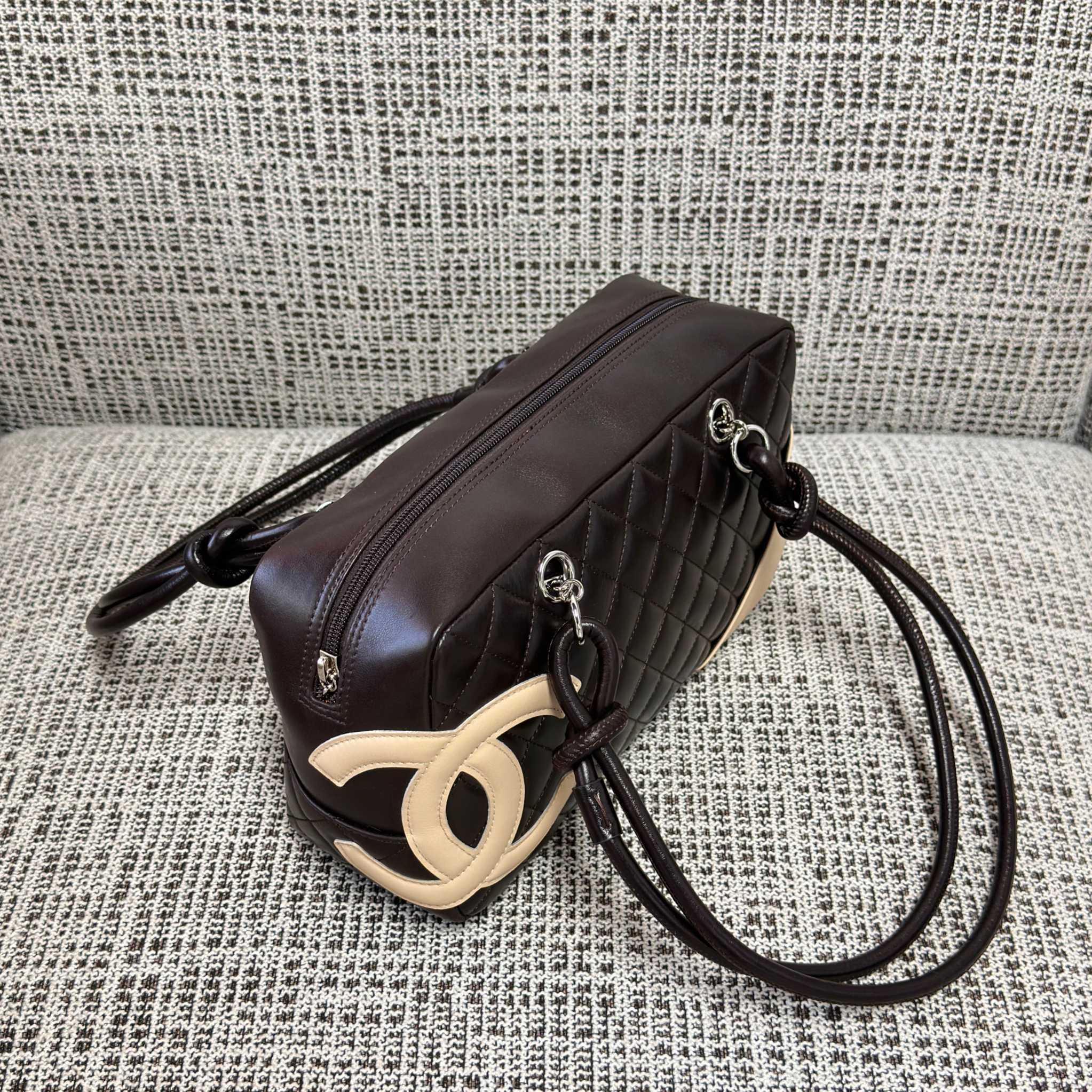 Cambon Quilted Lambskin Boston Bag  Bowling Bag - Mocuir