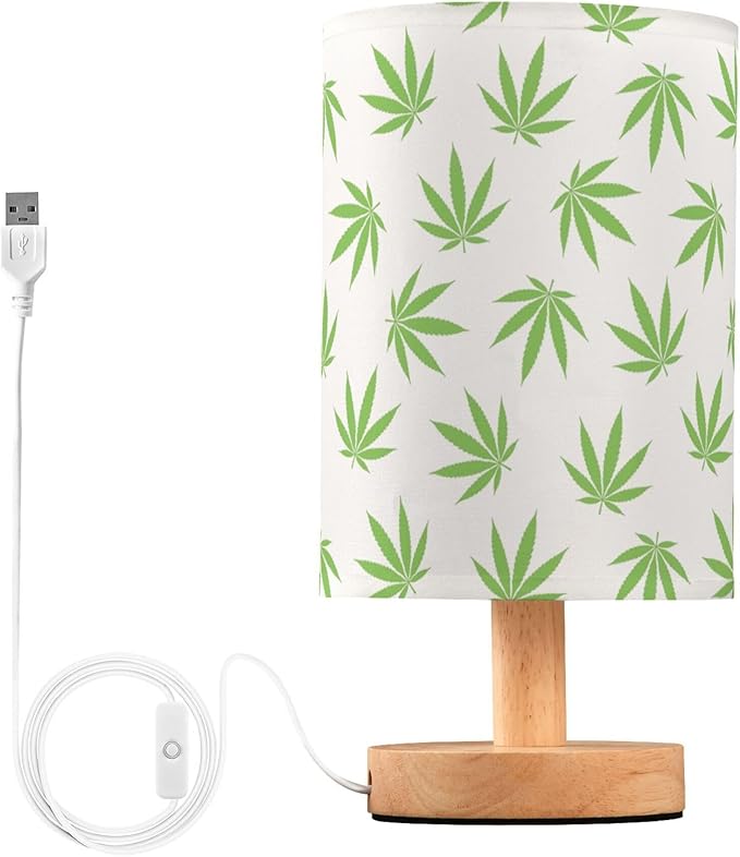 TWINKLETALE Table Lamp Green Marijuana Leaf Cannabis Weed Leaves on