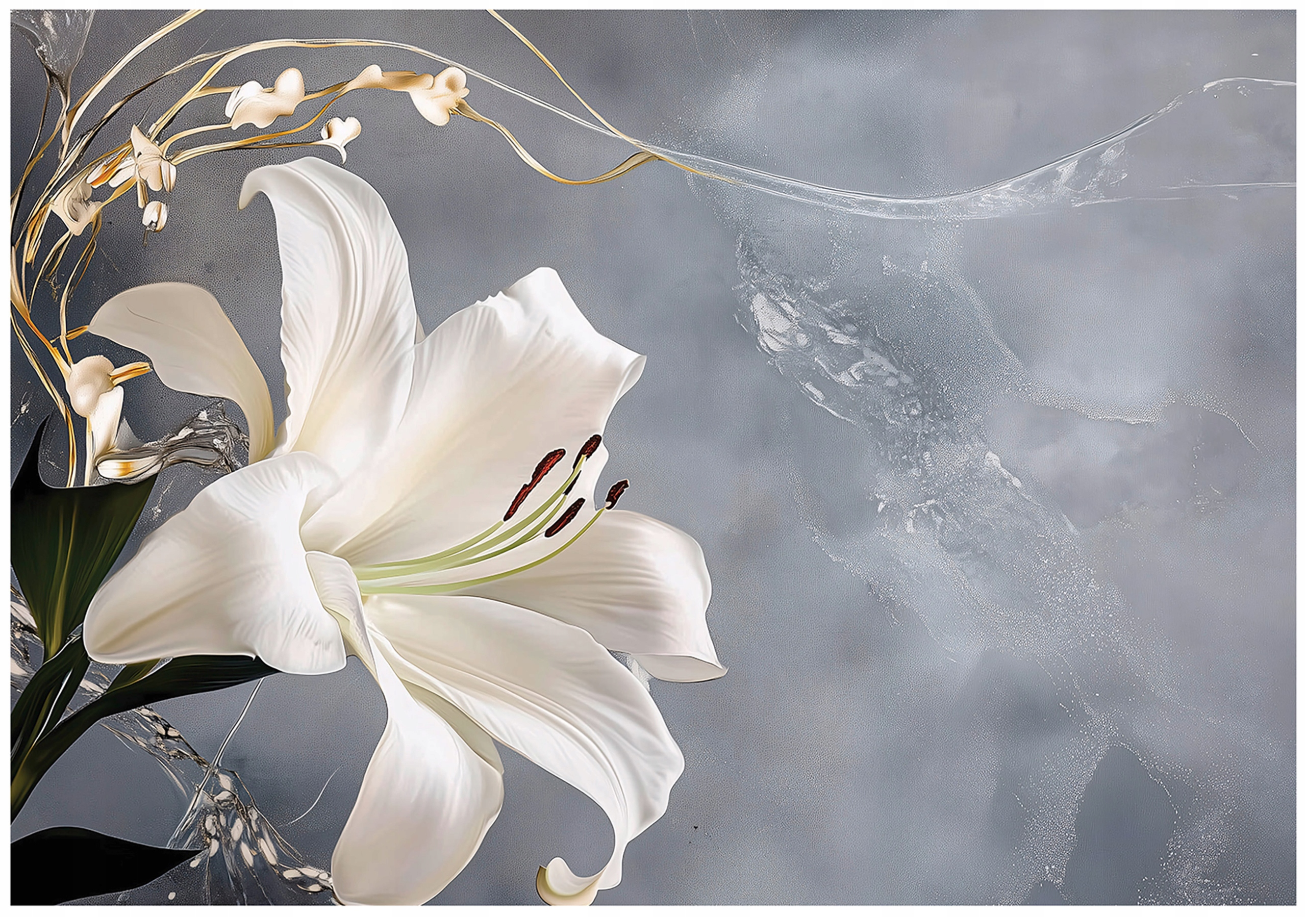Abstract flower wall mural, lilies, bedroom, living room, non-woven wallpaper,
