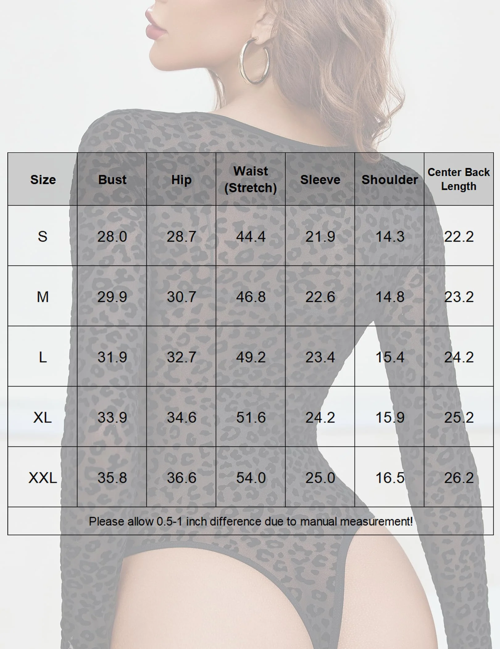 Women V Neck Sheer Mesh Body Suits Leotards Going Out Tops (Black Leopard, Large)