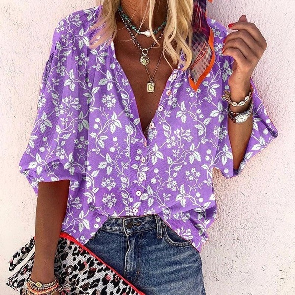 Floral Print Long Sleeve Casual Shirt