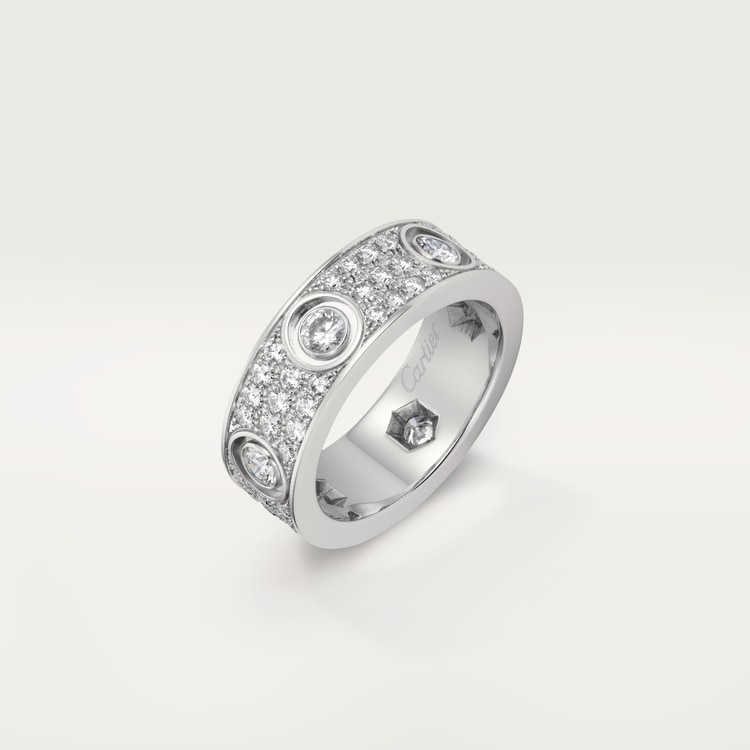 LOVE ring, classic model, paved, 6 diamonds