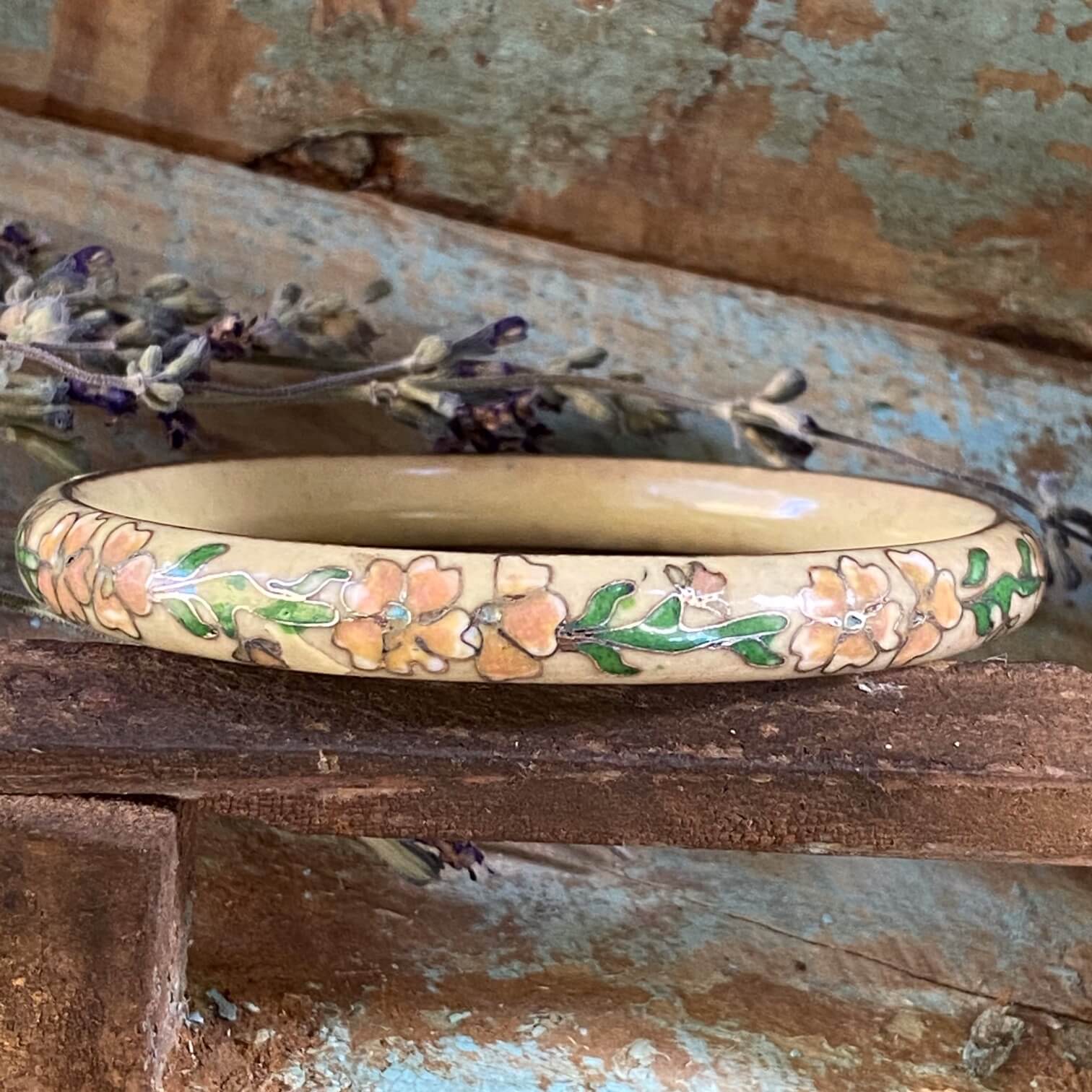 Vintage Chinese Export Cloisonné Enamel Bangle Bracelet