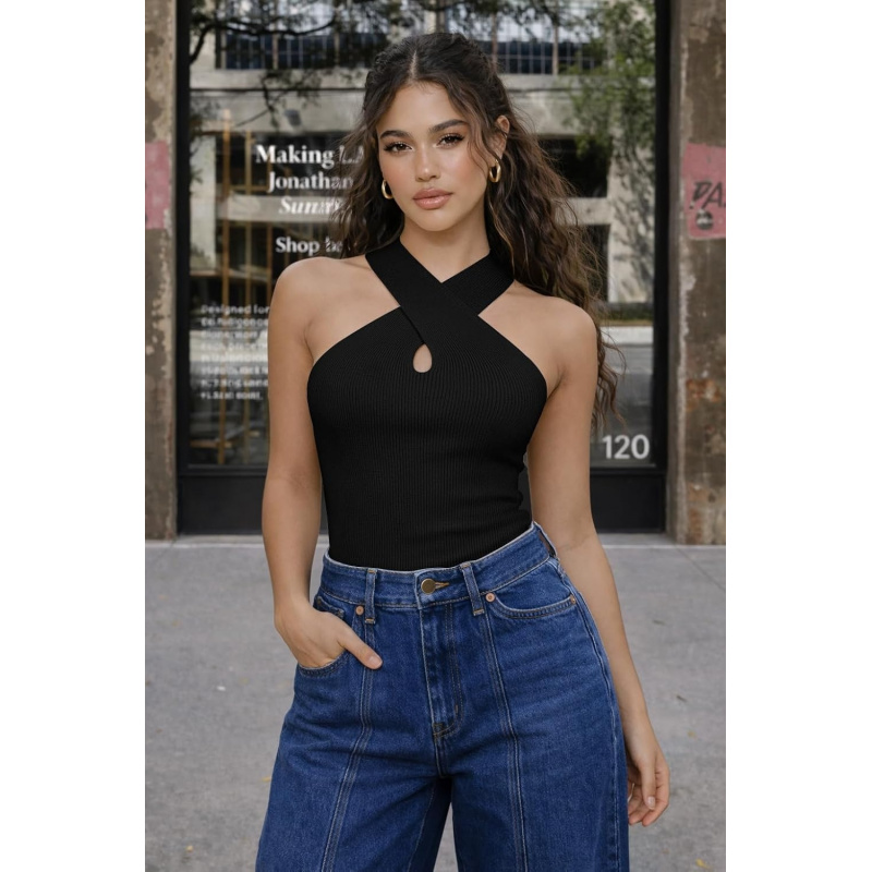 Women's Halter Neck Crossover Sleeveless