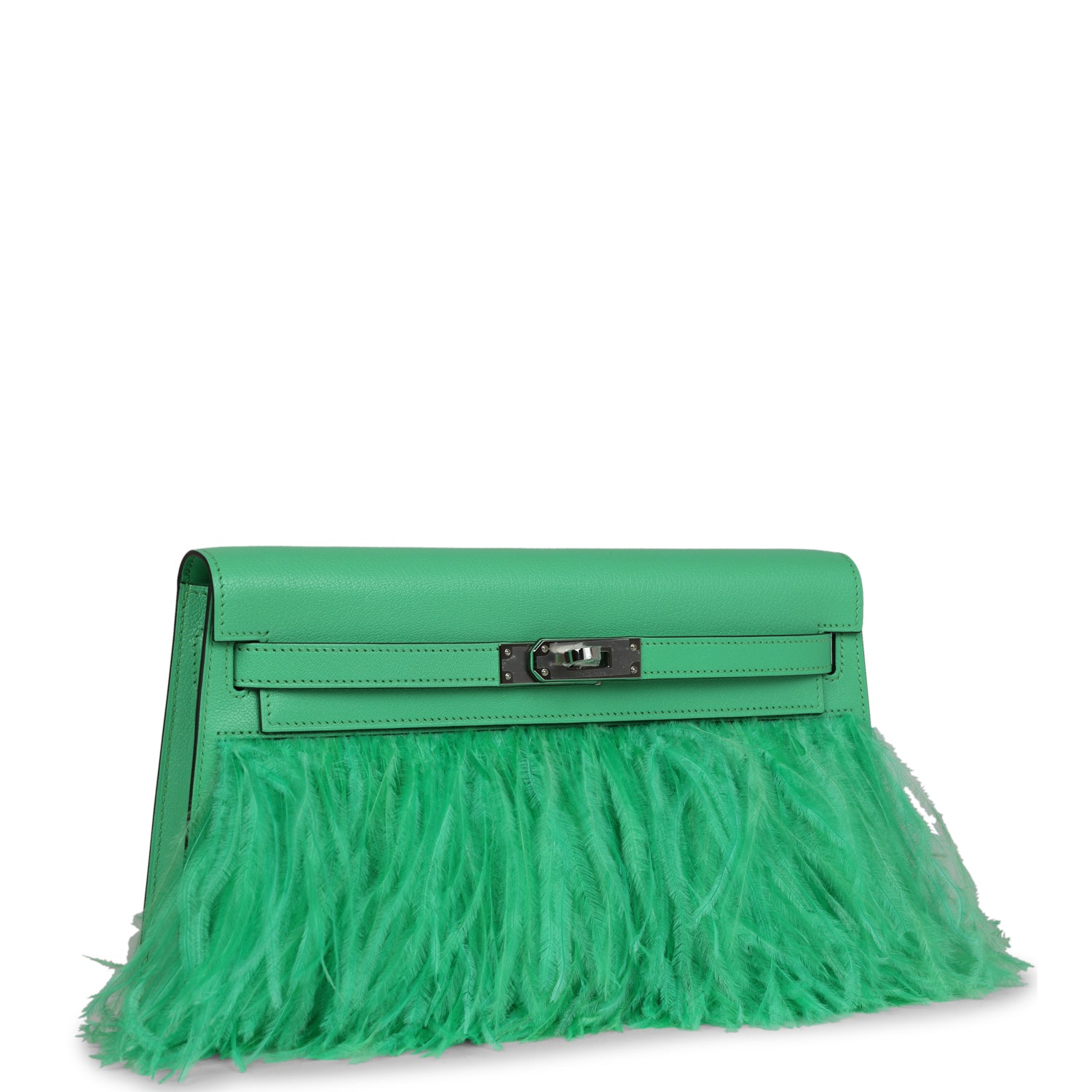 Kelly Elan Foile Vert Comics Chevre and Ostrich Feather Palladium Hardware