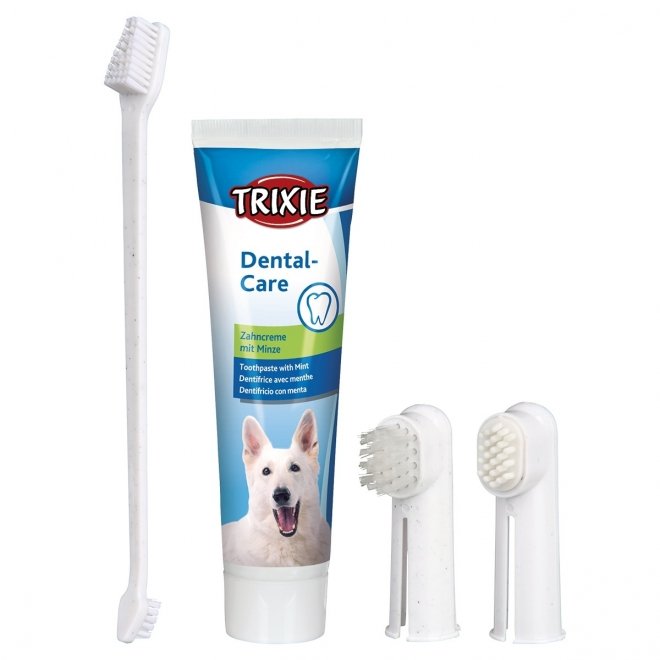 Trixie tannpleiesett + tannkrem med mintsmak