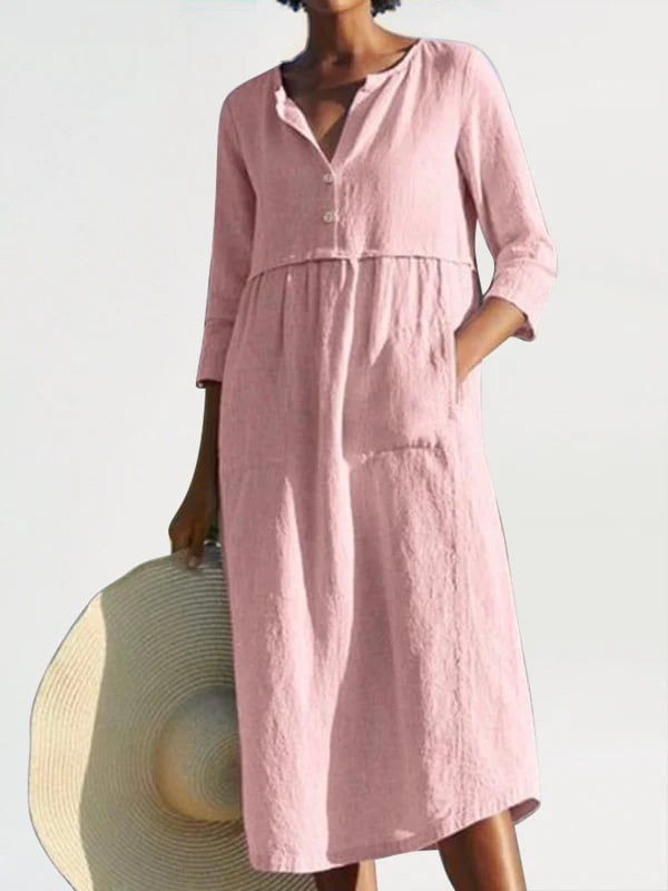 Solid Tunic V-Neckline Shift Dress