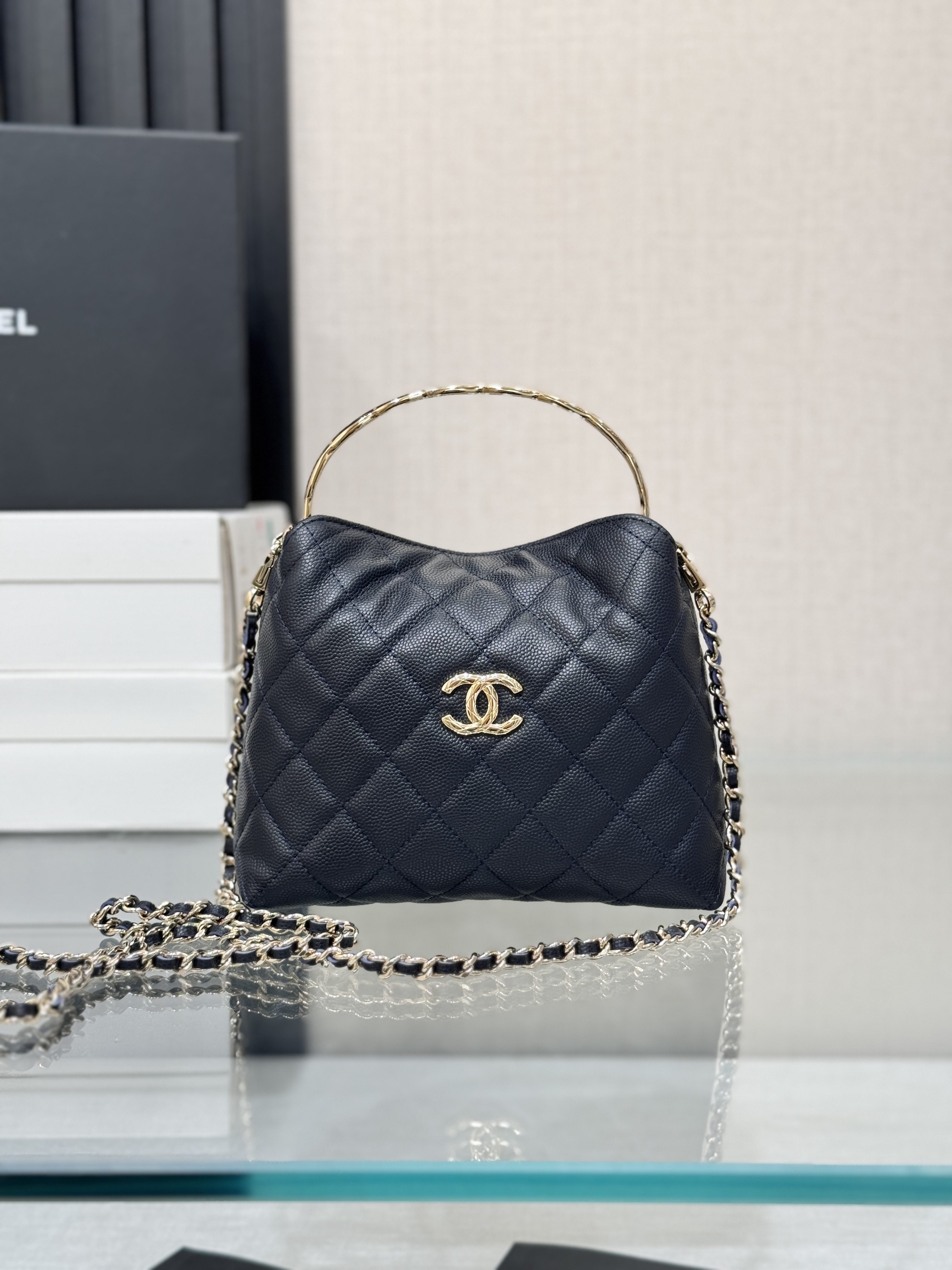 Metal Handle Bucket Bag（Royal Blue） - Mocuir