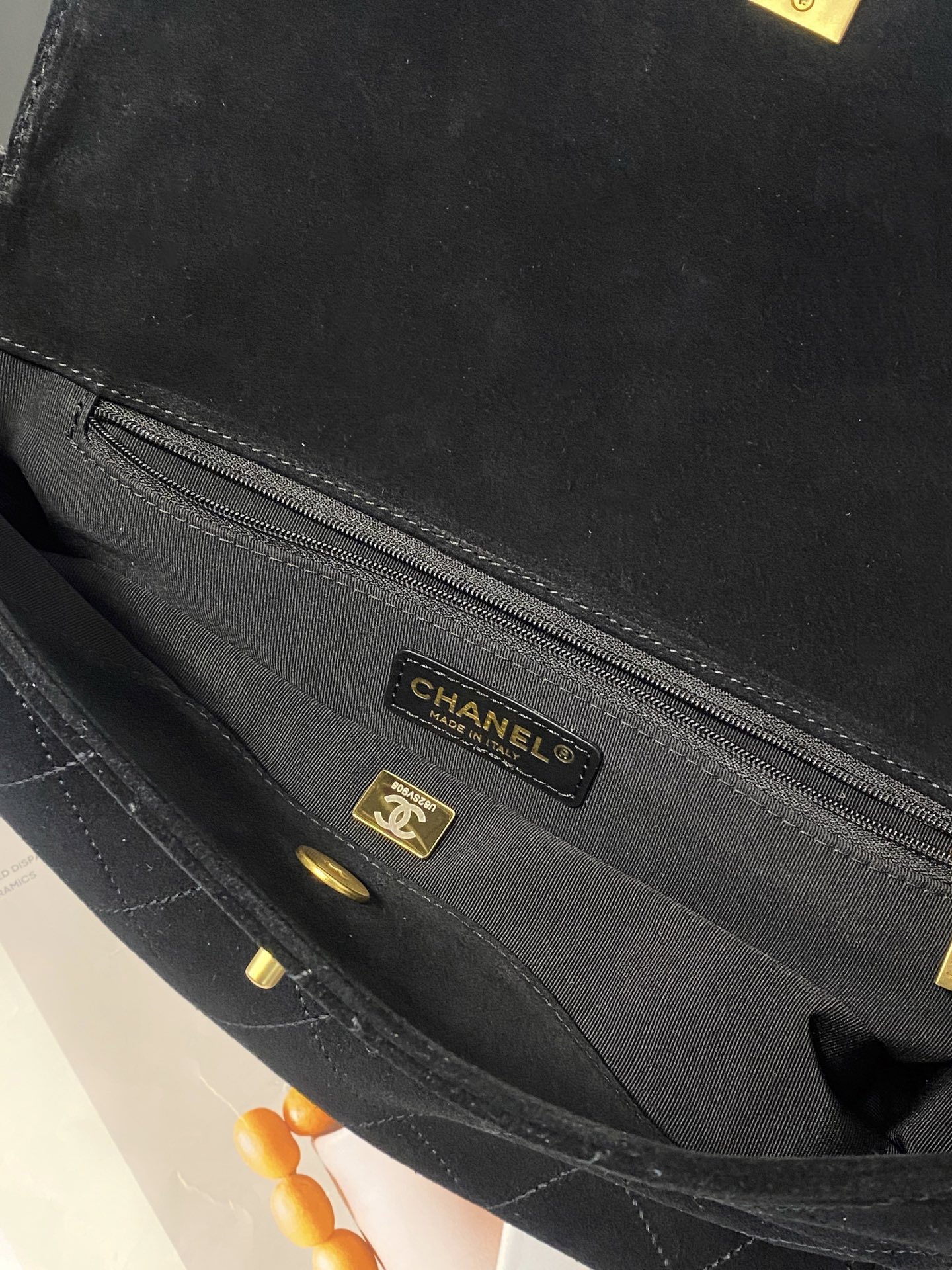 26C Hobo Flap Bag in Black Suede Calfskin with Gold Hardware (Model AS5886) - Mocuir