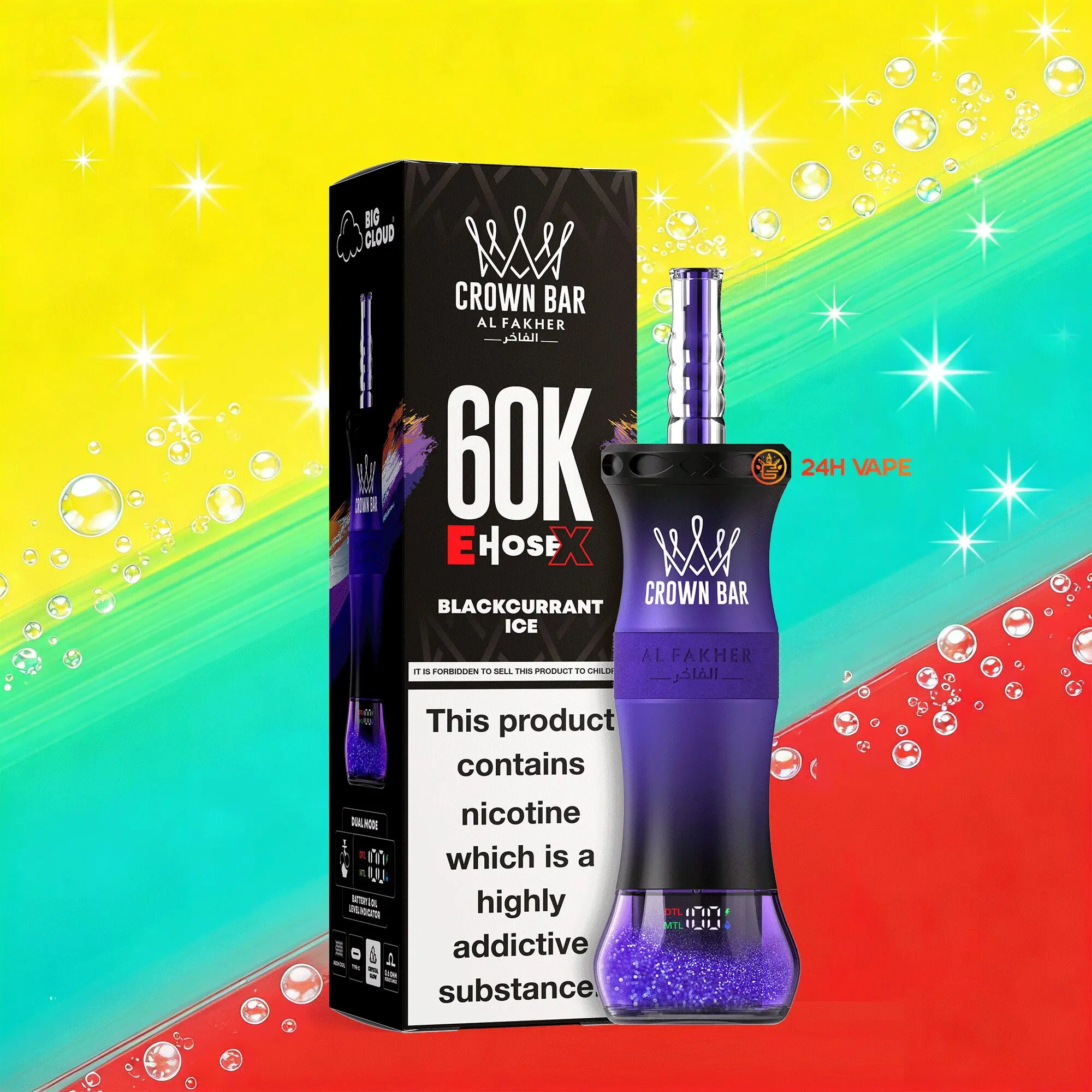 【Hot Sale🔥】Al Fakher Crown Bar E-Hose X 60k 60000 Puffs Dual Mode LCD Display Disposable Vape Pen