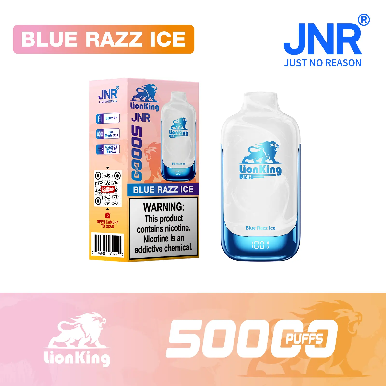 Blue Razz Ice - JNR Lion King 50000 Puff Disposable Vape - Geek Max Vape
