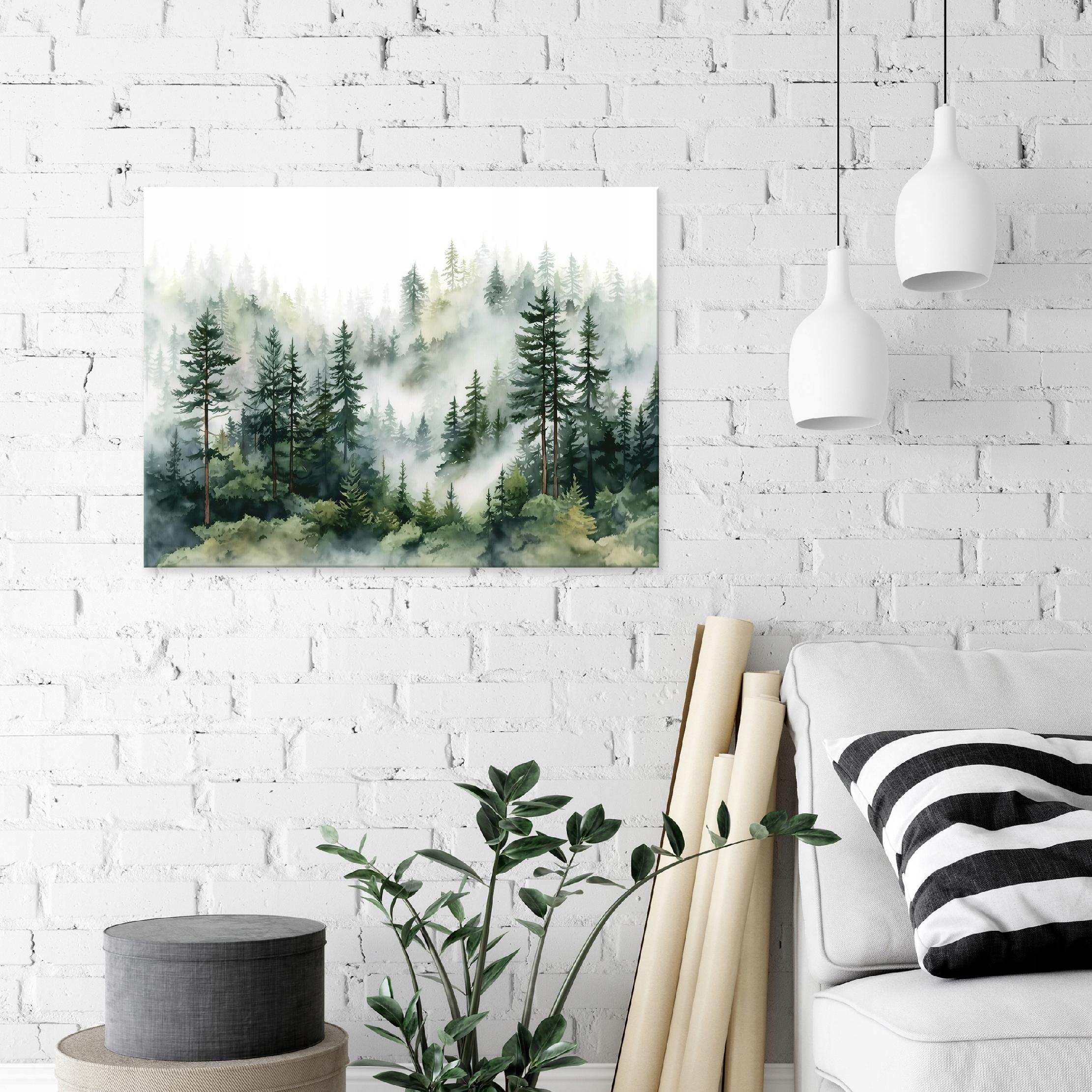Painting of a forest in the mist, trees, landscape for a bedroom, living room, kitchen, on canvas, 40x30