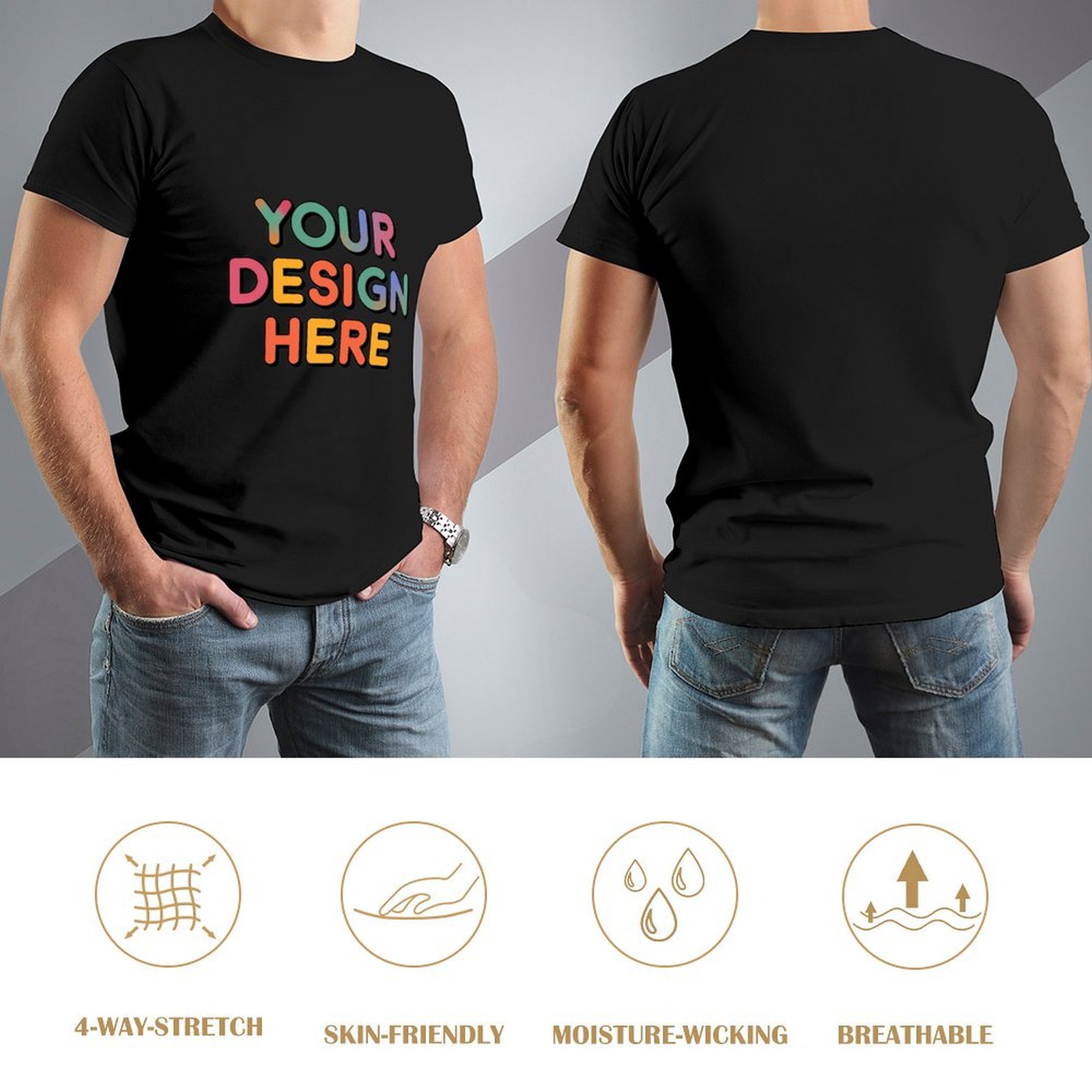 Personalized Custom Men’s Exquisite Craftsmanship 150g Front Print Tee