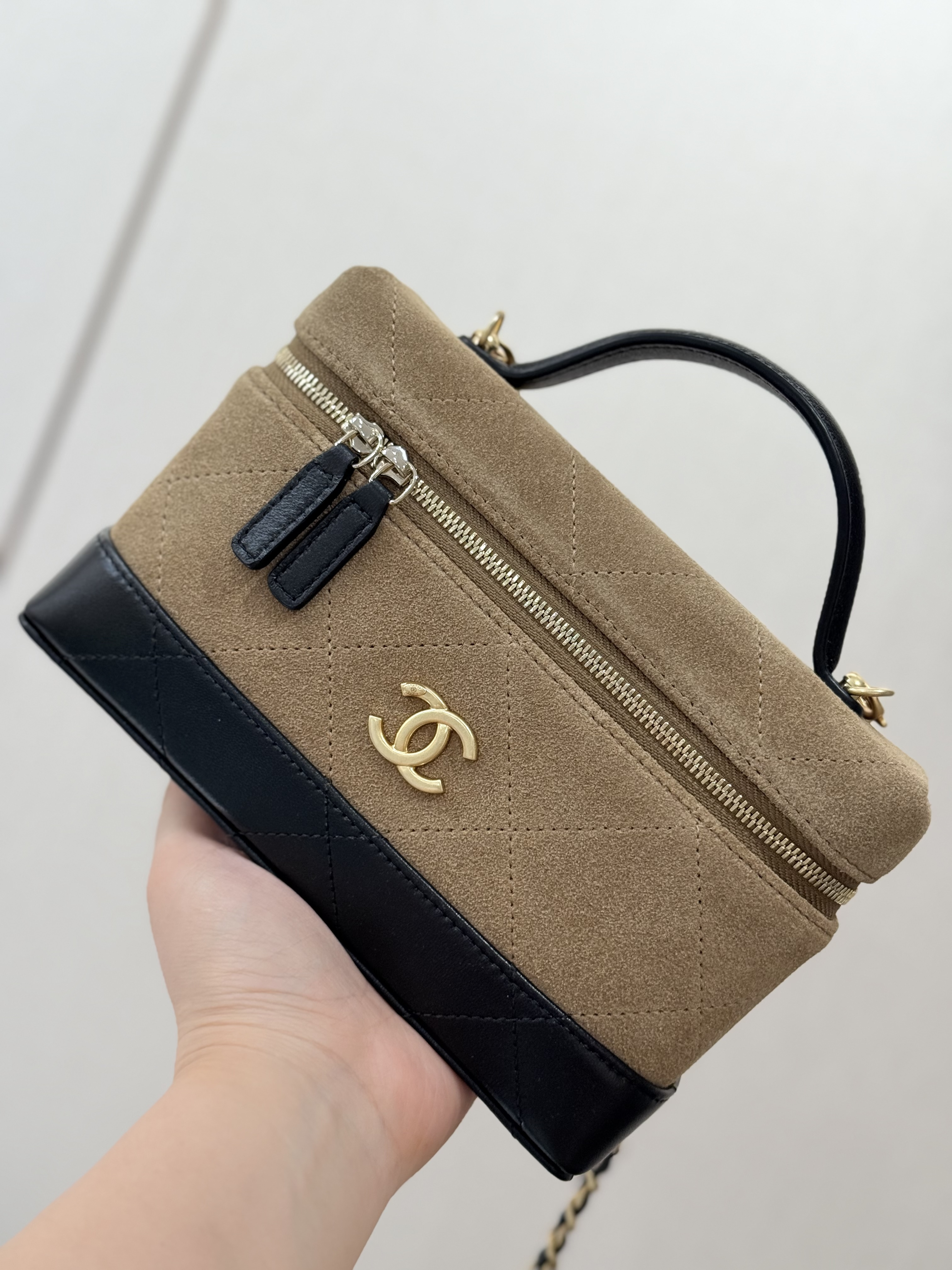 Small Vanity Case in Suede & Lambskin - Mocuir