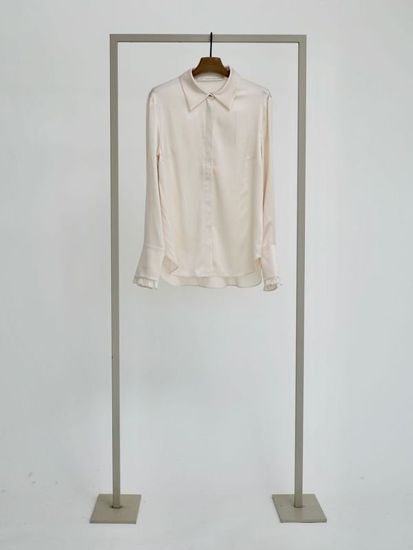 Pleat Luxe Sand Silk Shirt‌