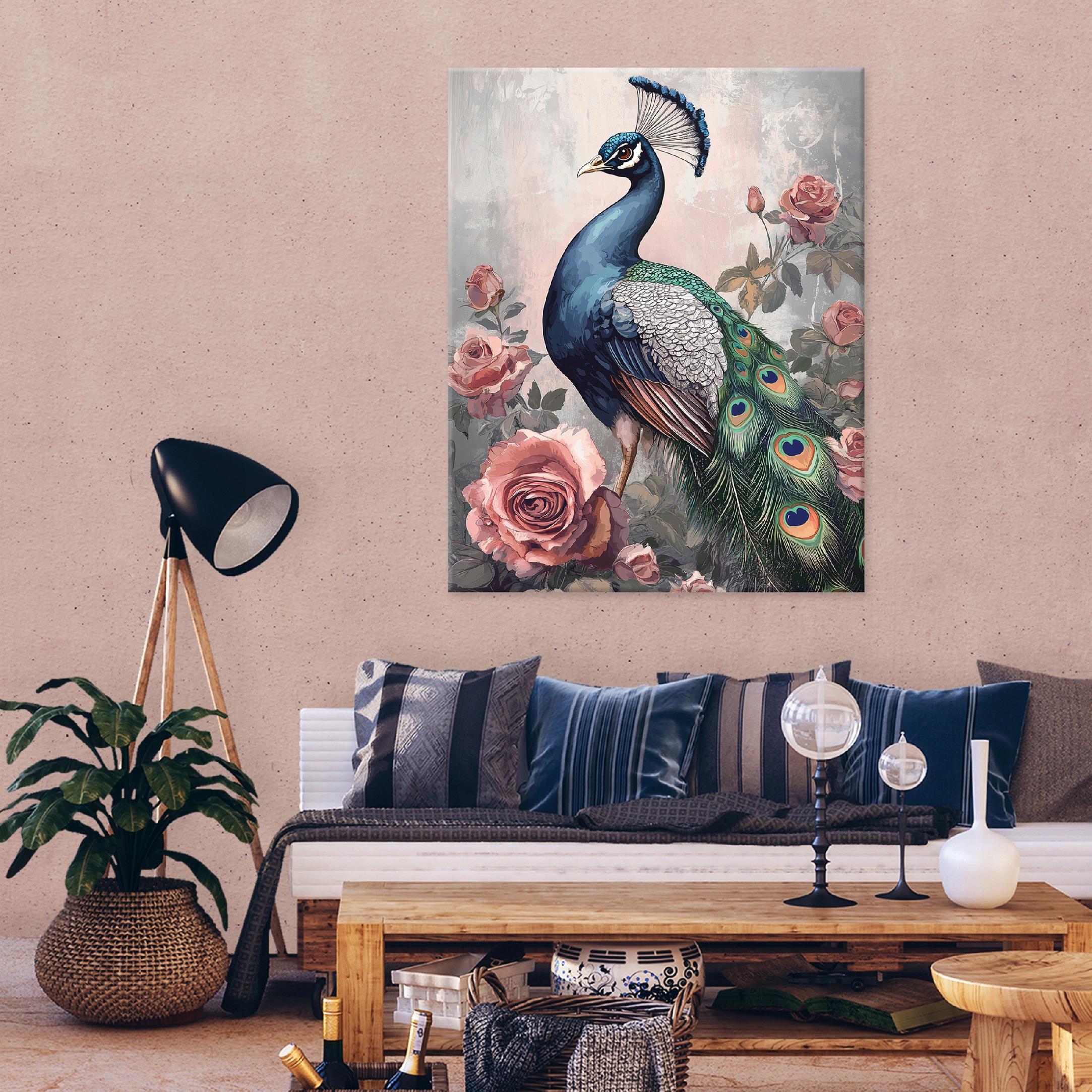 Painting for the living room, bedroom, or kitchen; featuring a crane, nature, and birds on canvas; for the wall; 40x30