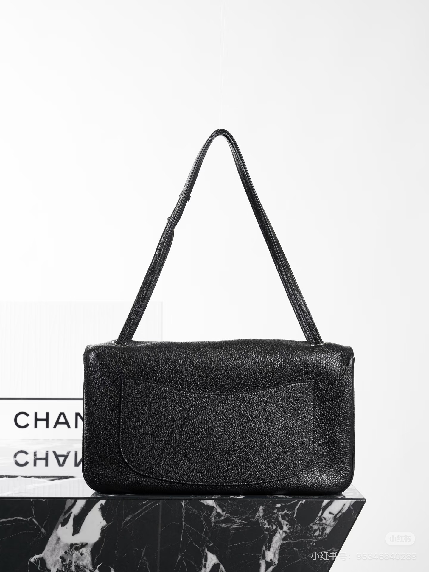 Spring-Summer 2026 Black Caviar Calfskin Flap Tote with Silver-Tone CC Turnlock - Mocuir