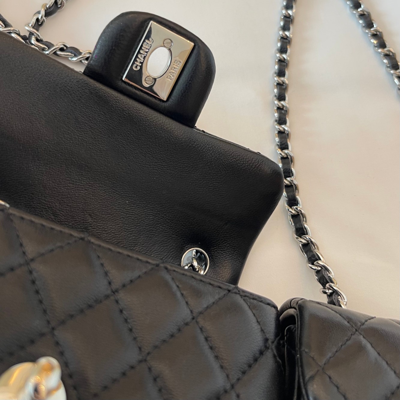 Black Quilted Lambskin Classic Flap Backpack with Silver-Tone Hardware - Mocuir