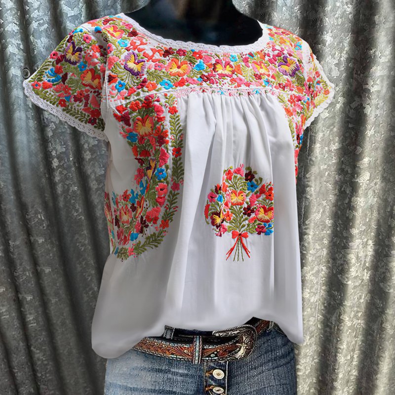 Flower women's short-sleeve western graphic tees