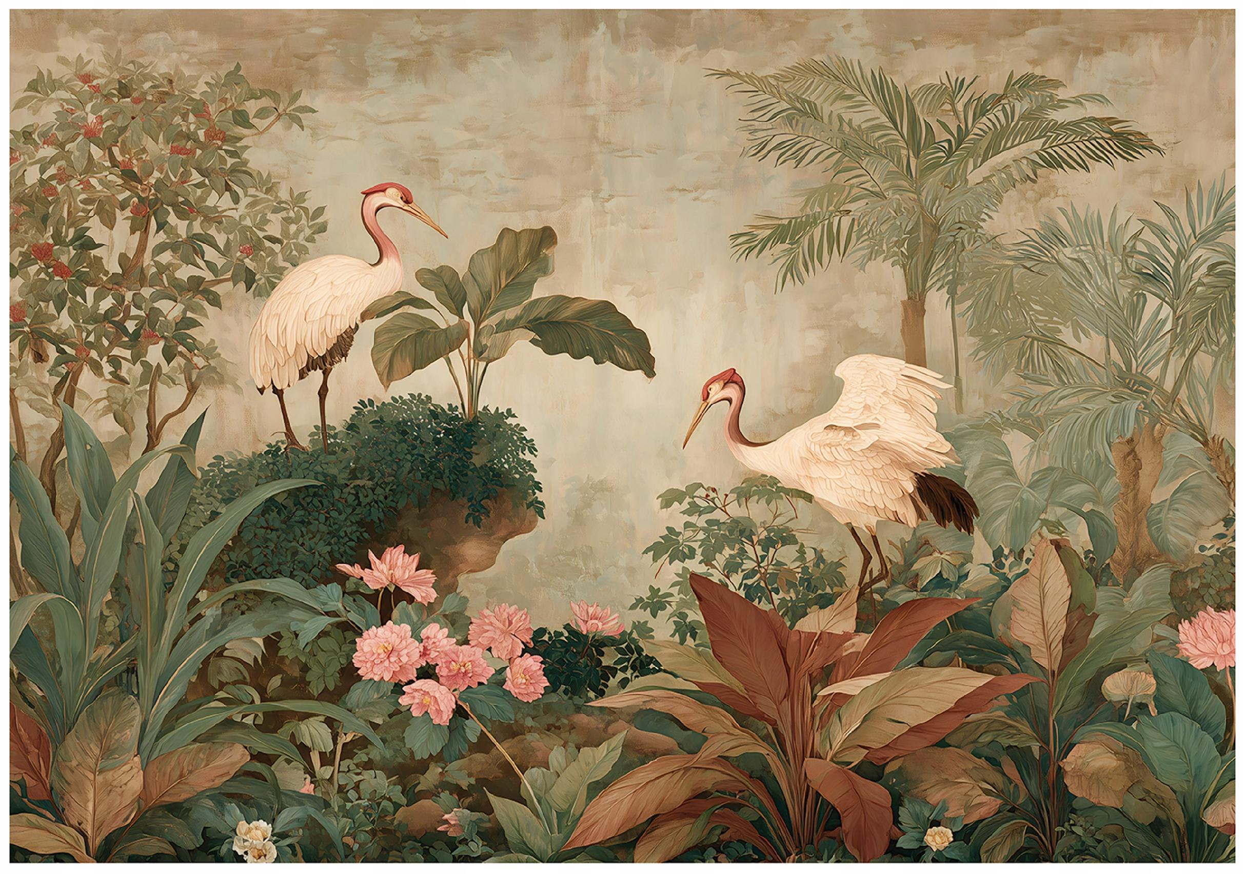 Vintage Jungle Forest Wall Mural for Bedroom or Living Room, Non-Woven Wallpaper