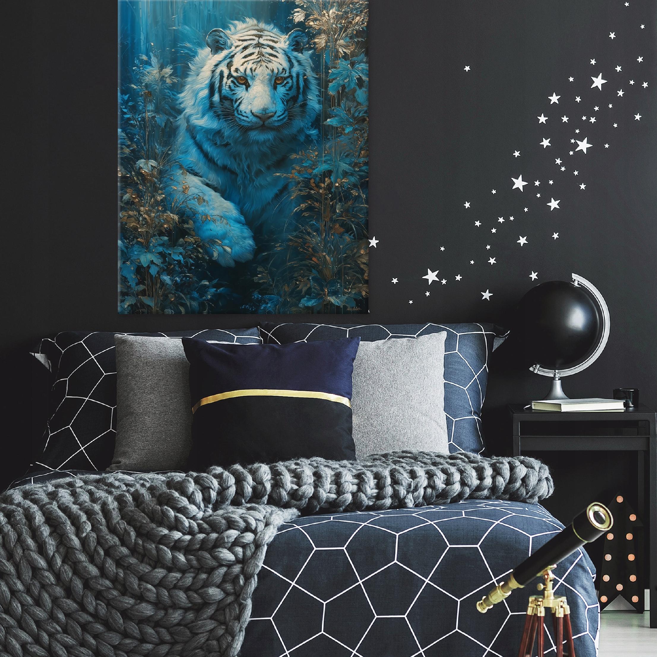 White tiger painting on canvas (40x30) for the bedroom, living room, or kitchen