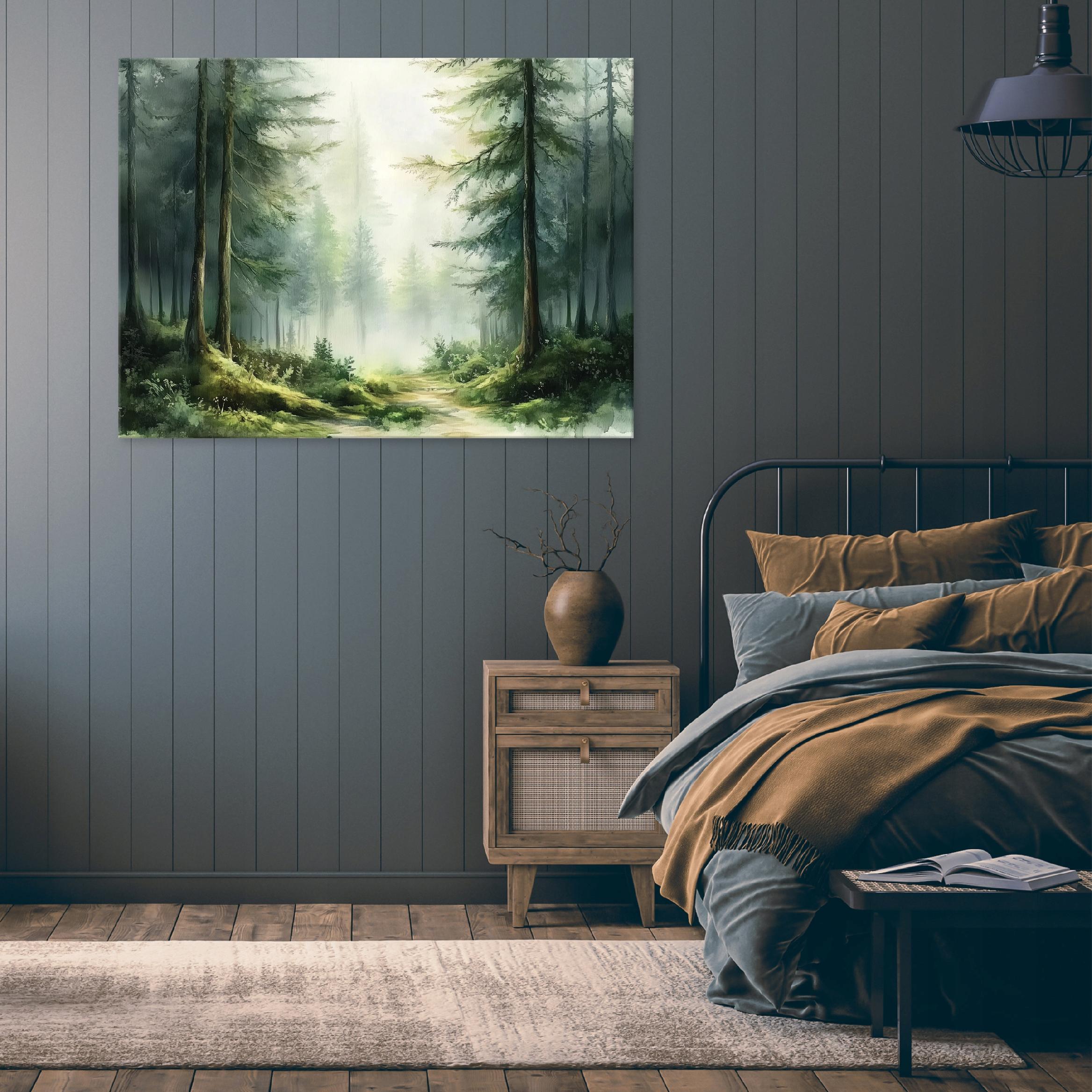 3D forest tree nature painting for the bedroom, living room, or kitchen on canvas (40x30)