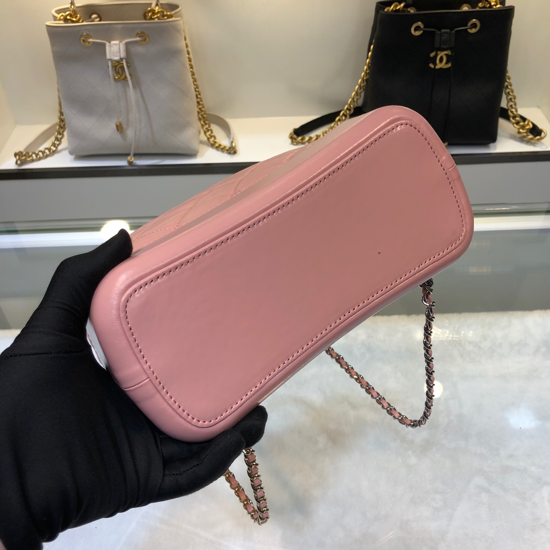 Gabrielle Small Quilted Aged Calfskin Backpack in Pink - Mocuir