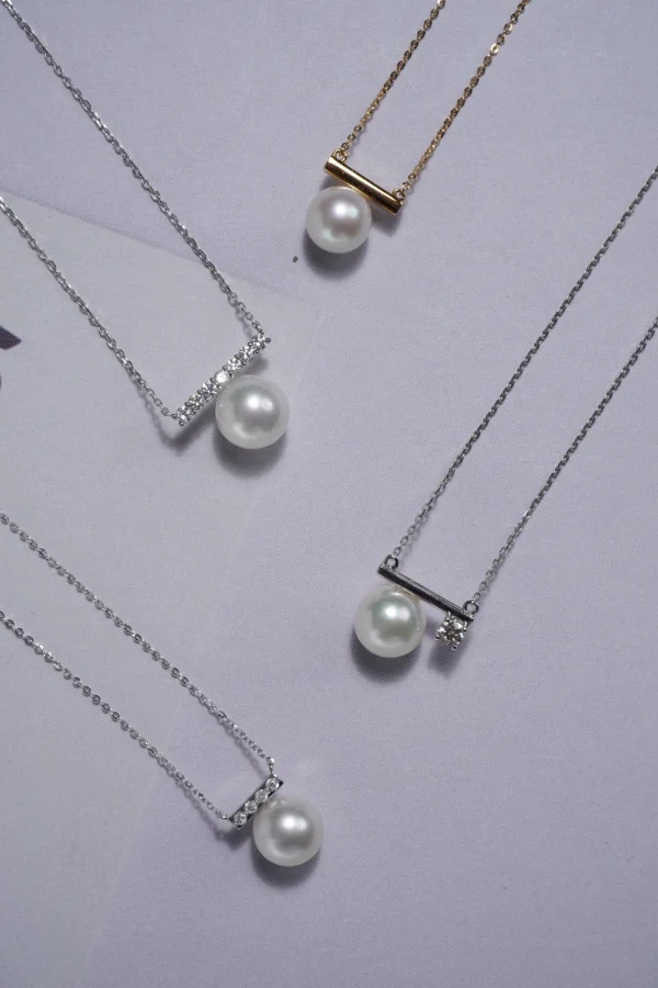 18k Gold Saltwater Pearl Necklace Set