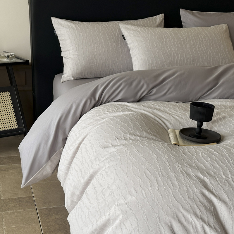 Long-staple cotton 60 thick woven cotton Jacquard four-piece cotton barrier-free high-grade quilt cover bedding