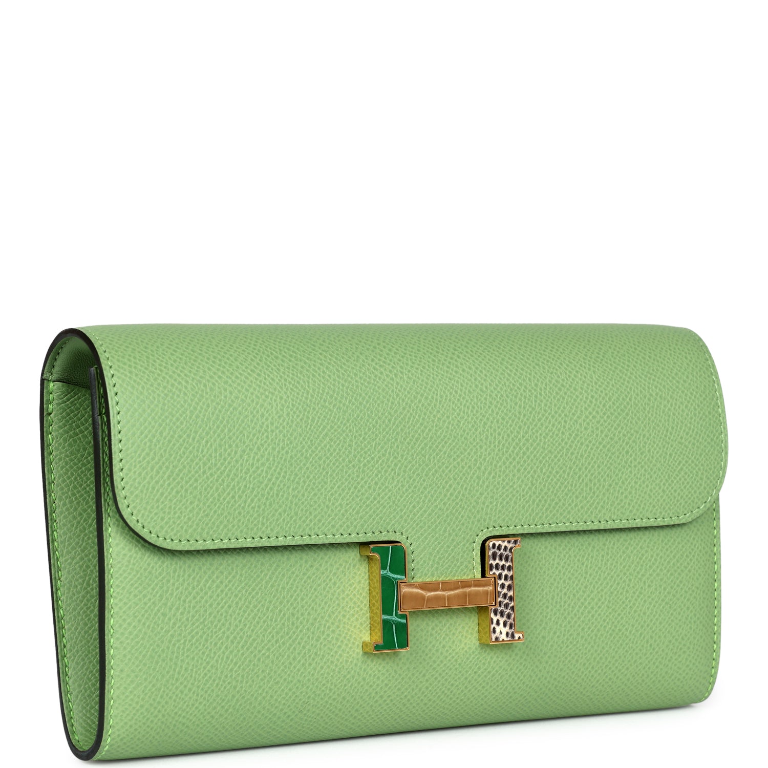 Constance Wallet To Go Vert Criquet Epsom Marquette Gold Hardware
