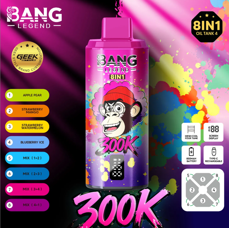 【New Arrive】Bang Legend Geek 300K Disposable Vape – 8-in-1 Flavor Chamber